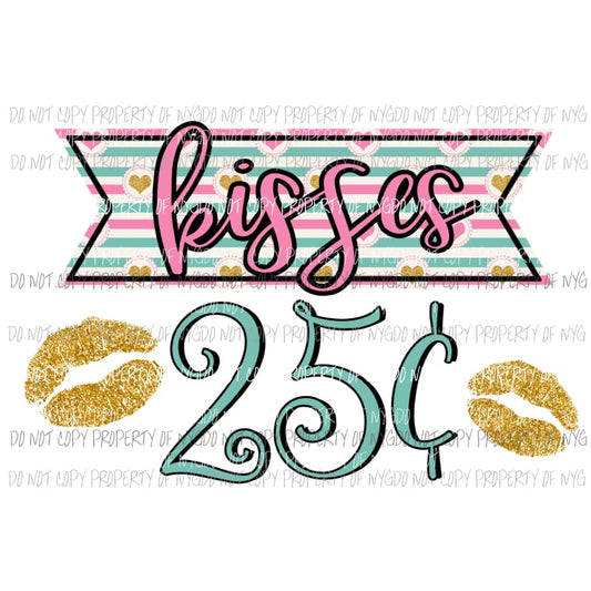 Kisses 25 cents gold lips Sublimation transfers Heat Transfer