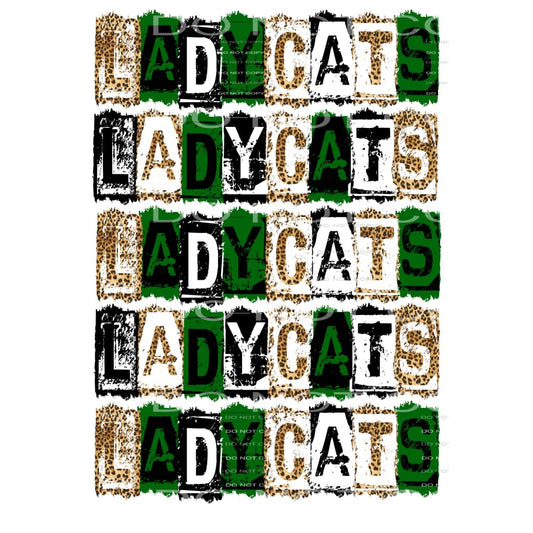 Lady Cats Block green and black Sublimation transfers - Heat