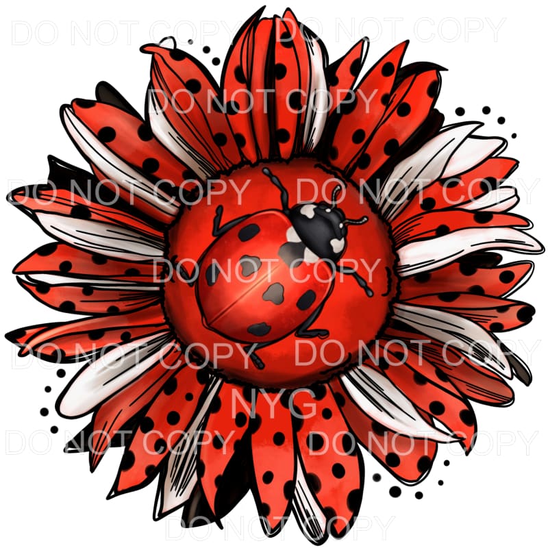 Ladybug Sunflower White Red Black Polka Dots #2096 