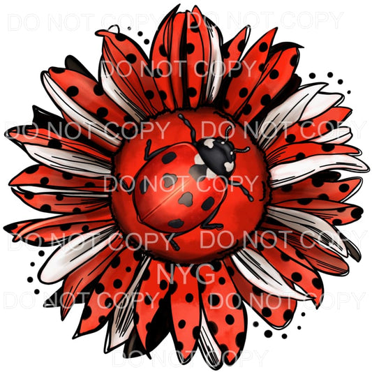 Ladybug Sunflower White Red Black Polka Dots #2096 