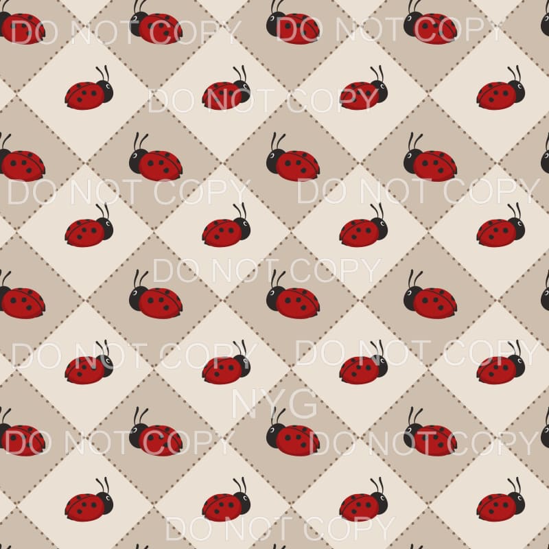 Ladybugs Cream Diamond Pattern Sheet #813 Sublimation 