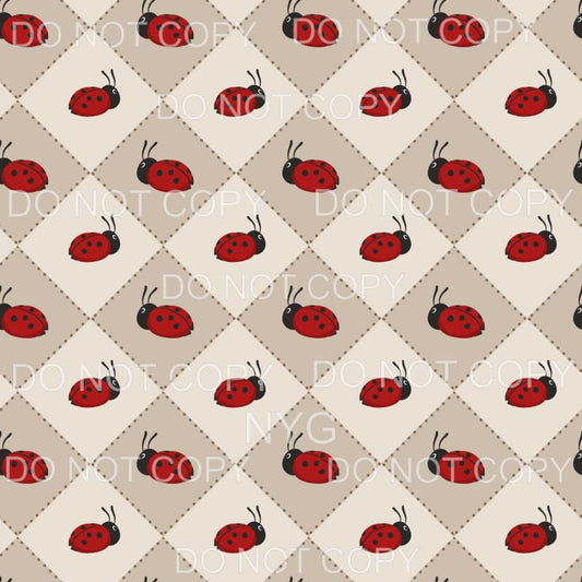 Ladybugs Cream Diamond Pattern Sheet #813 Sublimation 