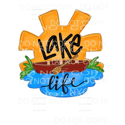 Lake Life Orange Sun Brown Canoe Sublimation transfers - 