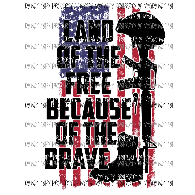 Land Of The Free Becasue Of The Brave flag gun boots Sublimation transfers Heat Transfer