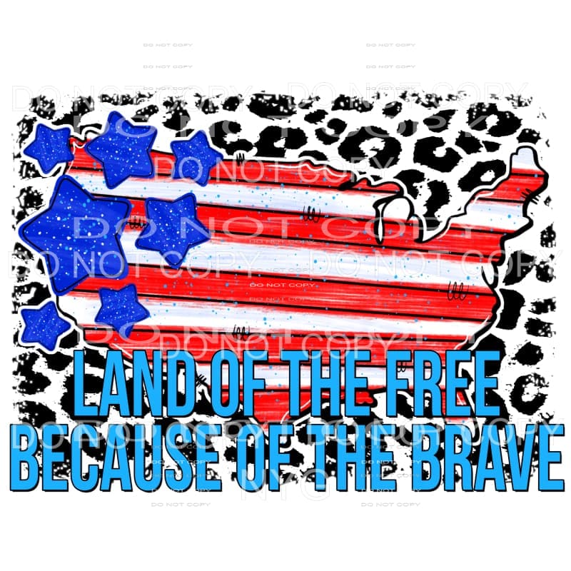 Land Of The Free Because Of The Brave USA Outline Stars 