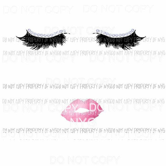 Lashes Lips pink rhinestones Sublimation transfers Heat Transfer
