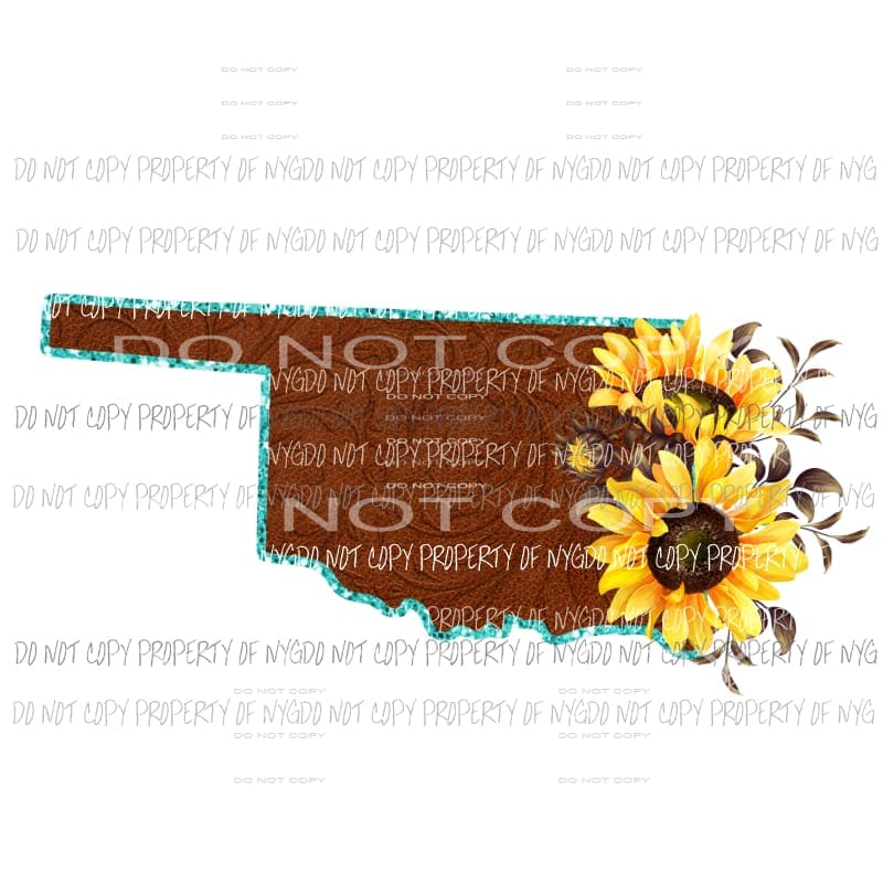 Leather state with sunflowers All states in drop down menu sublimation transfer state Heat Transfer