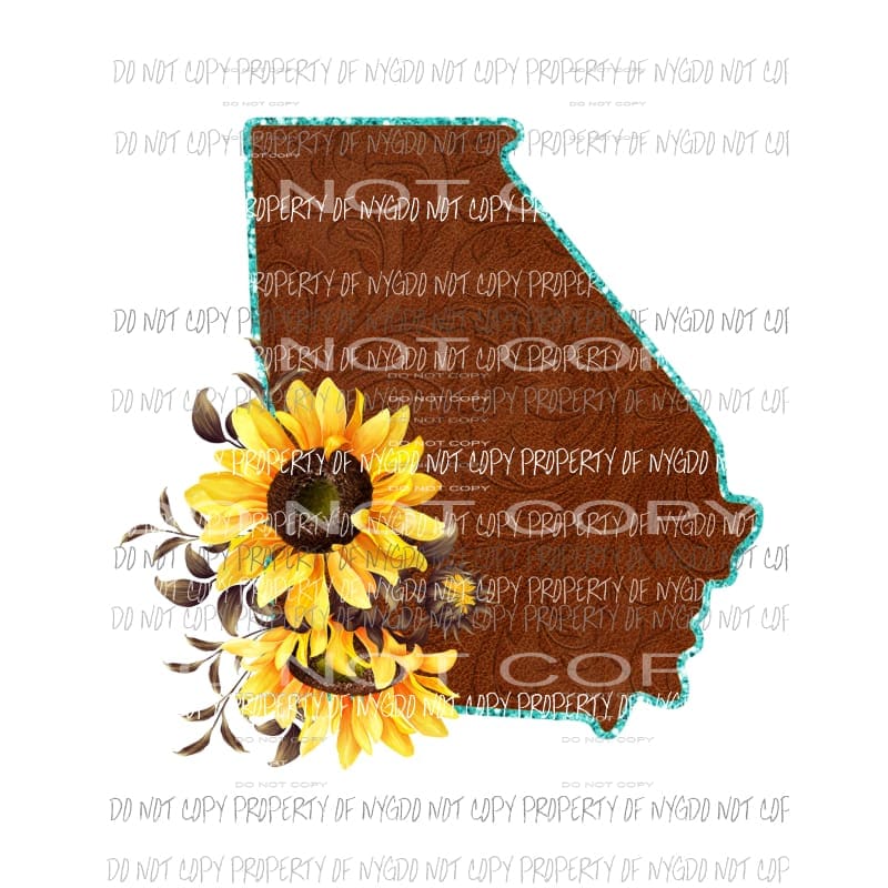 Leather state with sunflowers All states in drop down menu sublimation transfer state Heat Transfer