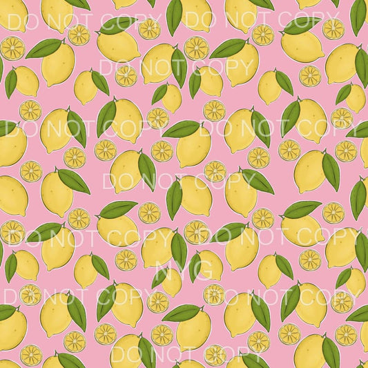 Lemons Pink Background Sheet Sublimation transfers - Heat 