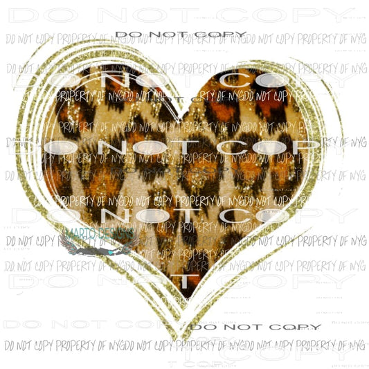 Leopard and gold heart Sublimation transfers Love valentines day heart Heat Transfer
