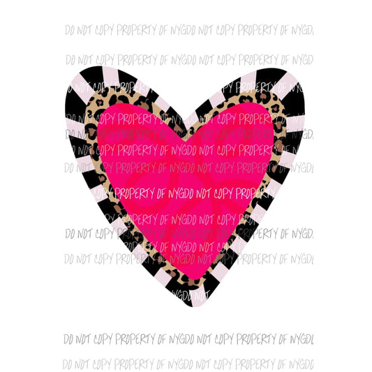 leopard and stripe heart Sublimation transfers Heat Transfer