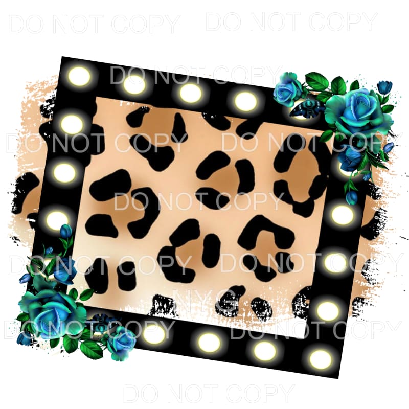 Leopard Background Marquee Frame Flowers Sublimation 