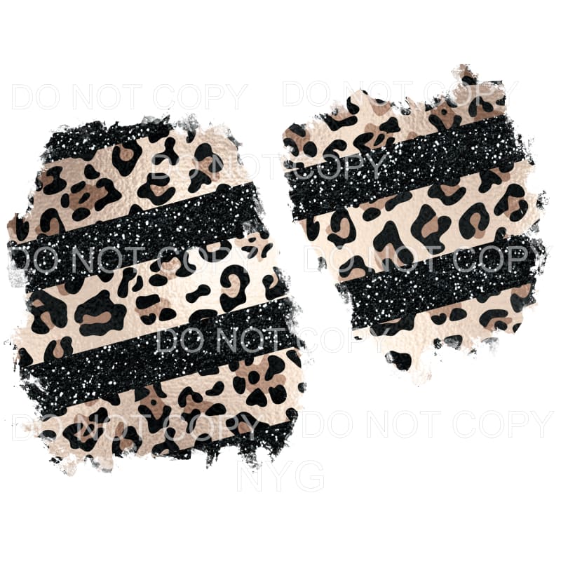 Leopard Black Glitter Stripe Sheet Sublimation transfers - 