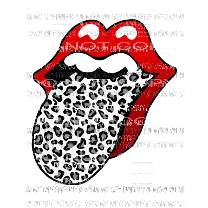 Leopard black white tongue red rolling stones lips Sublimation transfers Heat Transfer