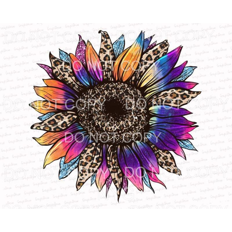 Leopard Bright Color Sunflower Sublimation transfers - Heat 