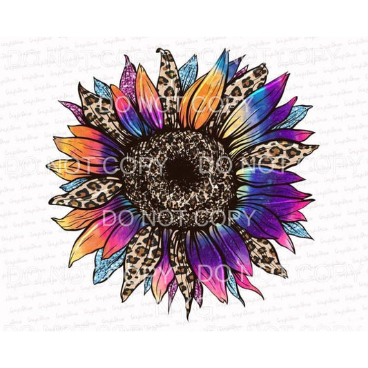 Leopard Bright Color Sunflower Sublimation transfers - Heat 