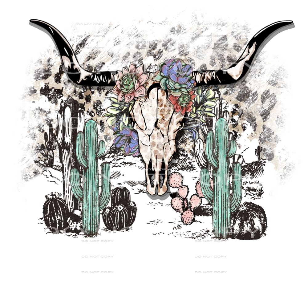 Leopard bull skull #294 Sublimation transfer - Heat Transfer