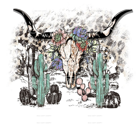 Leopard bull skull #294 Sublimation transfer - Heat Transfer