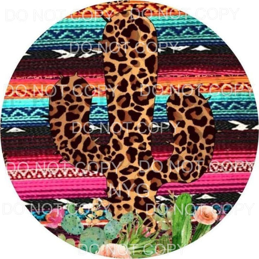 Leopard Cactus Flowers Serape Southwestern Circle 
