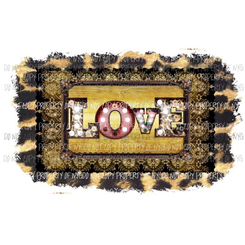 Leopard Cheetah Frame Love gold Sublimation transfers Heat Transfer