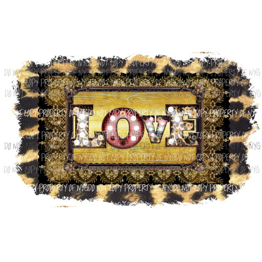 Leopard Cheetah Frame Love gold Sublimation transfers Heat Transfer