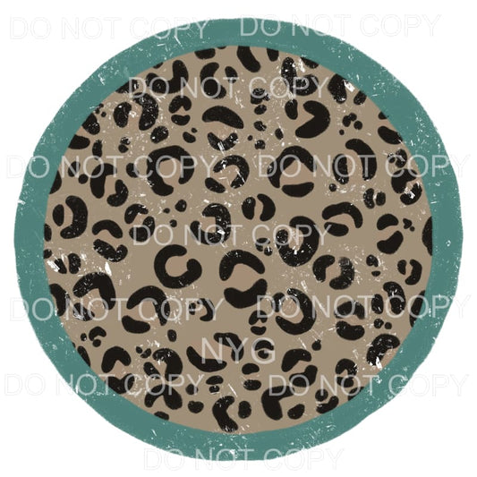 Leopard Circle Green Frame Distressed Sublimation transfers 