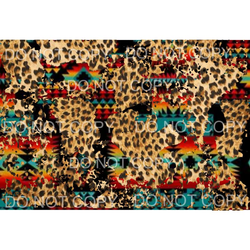 Leopard Colorful Aztec Sheet Sublimation transfers - Heat 