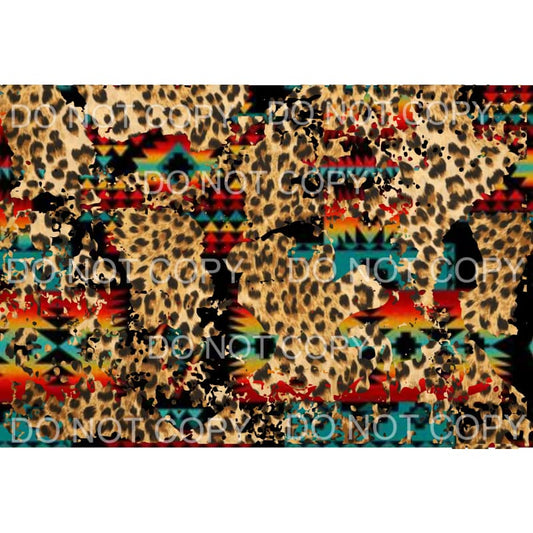 Leopard Colorful Aztec Sheet Sublimation transfers - Heat 