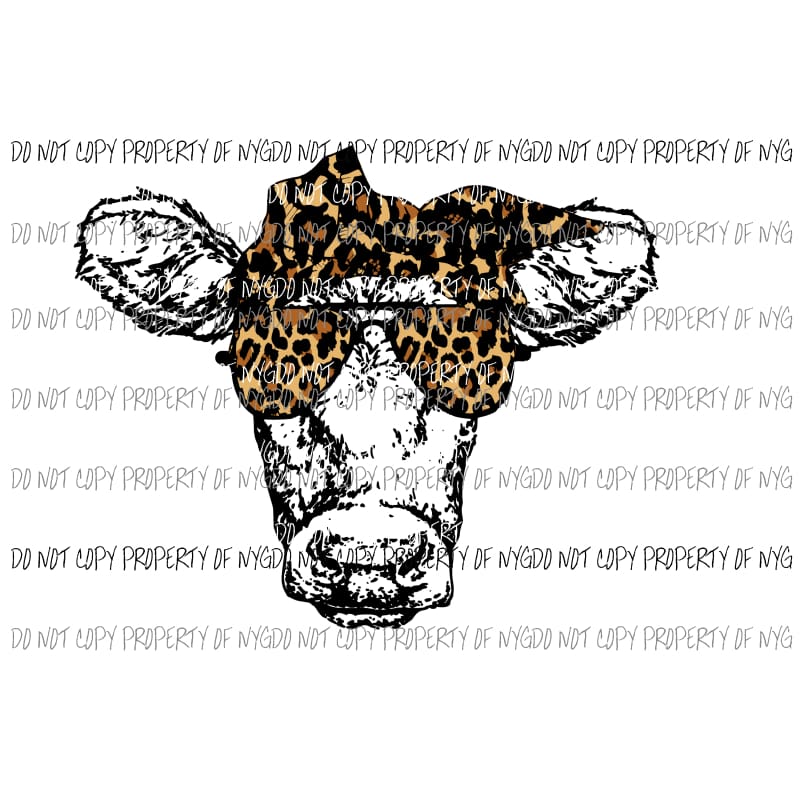 Leopard Cow with Glasses Sublimation transfers Heat Transfer