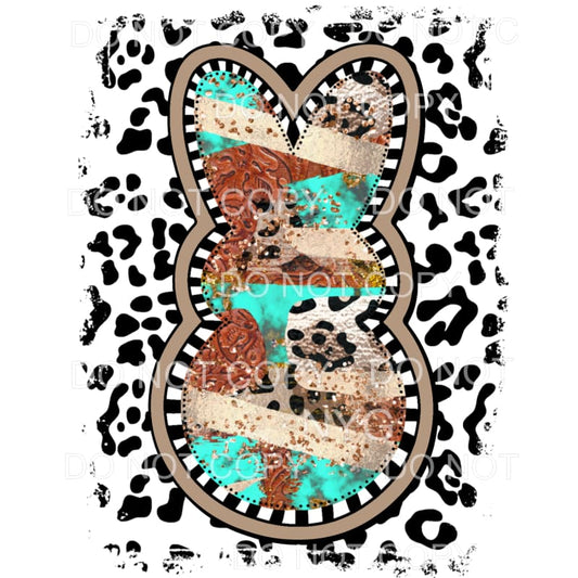 Leopard Embossed Leather Turquoise Peeps Bunny Leopard 