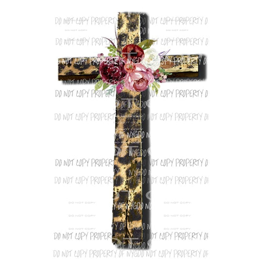 leopard floral cross sublimation transfer Heat Transfer