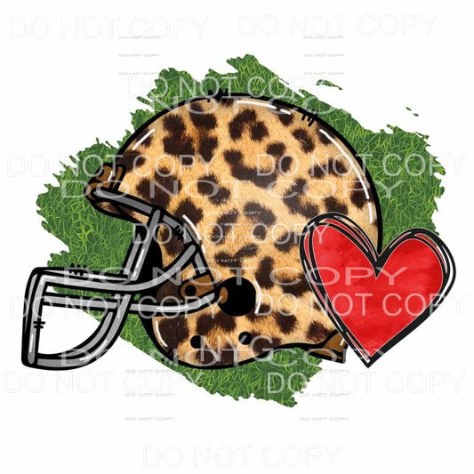 Leopard Football Helmet Red Heart Grass Background 