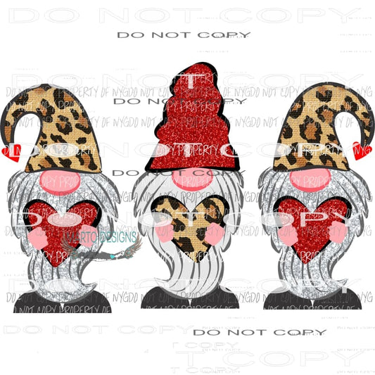 Leopard Gnome valentine Sublimation transfers Love Valentines day gnomes Heat Transfer