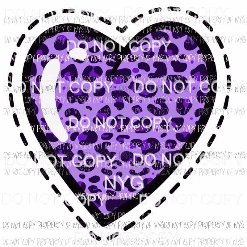 Leopard Heart #4 purple Sublimation transfers Heat Transfer