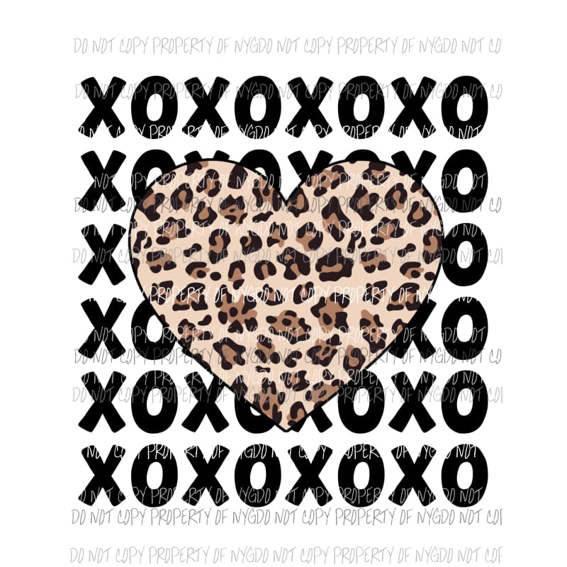 Leopard Heart XOXOXO stacked Sublimation transfers Heat Transfer