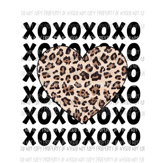 Leopard Heart XOXOXO stacked Sublimation transfers Heat Transfer