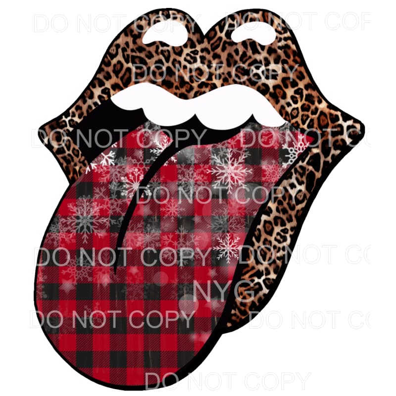 Leopard Lips Red Buffalo Plaid Sublimation transfers - Heat 