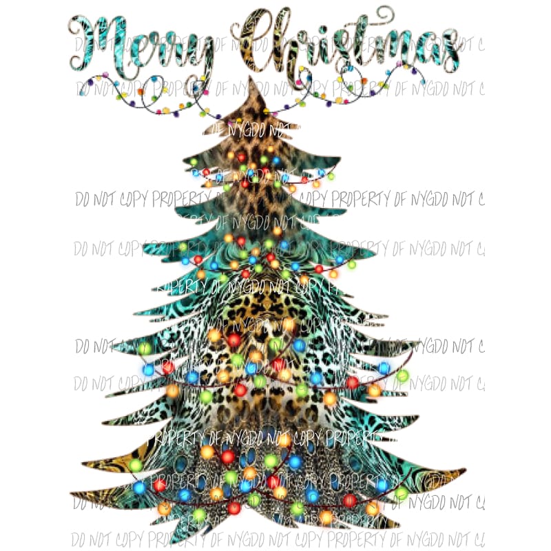 Leopard Peacock tree Merry Christmas Sublimation transfers Heat Transfer