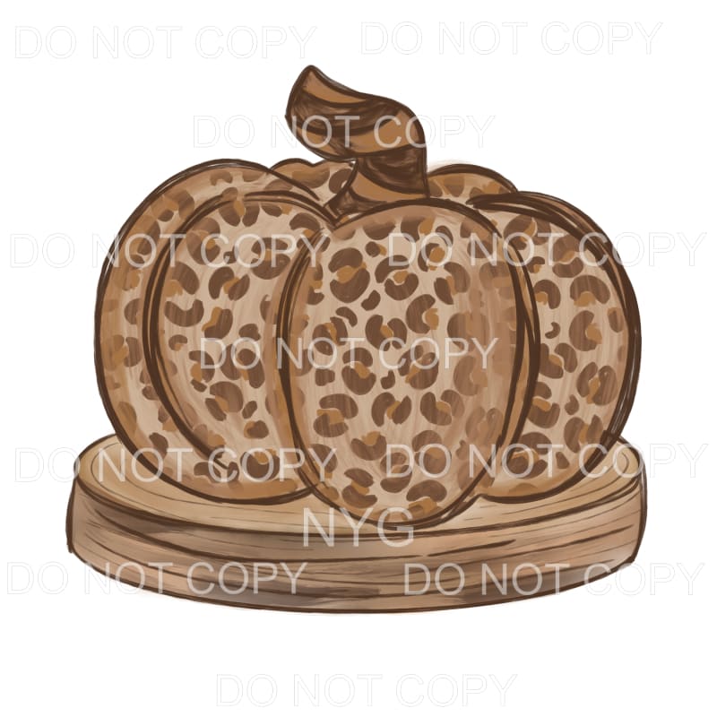 Leopard Pumpkin On Wood Black Brown #1326 Sublimation 