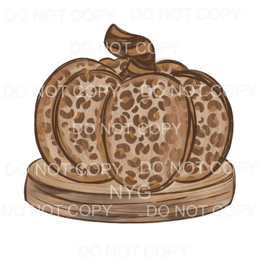 Leopard Pumpkin On Wood Black Brown #1326 Sublimation 