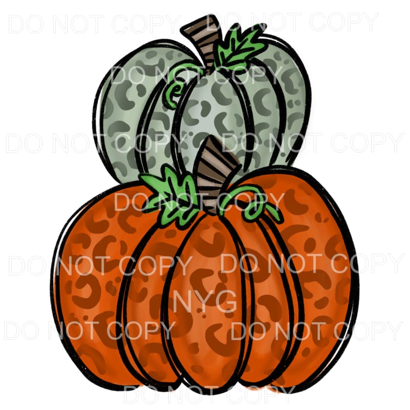 Leopard Pumpkin Stacked Green Orange Sublimation transfers -