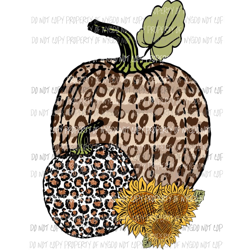Leopard Pumpkins and sunflowers # 1 Sublimation transfers Heat Transfer