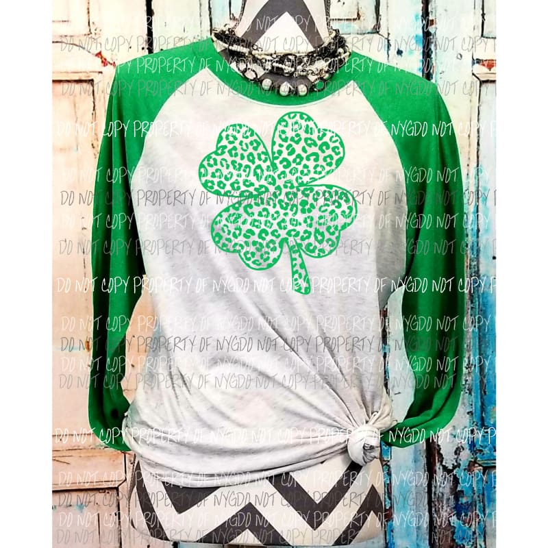 Leopard Shamrock SCREEN PRINT GREEN - can go on any shirt