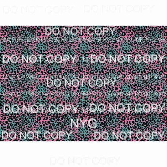 Leopard Sheet pink and Turquoise Sublimation transfers Heat Transfer