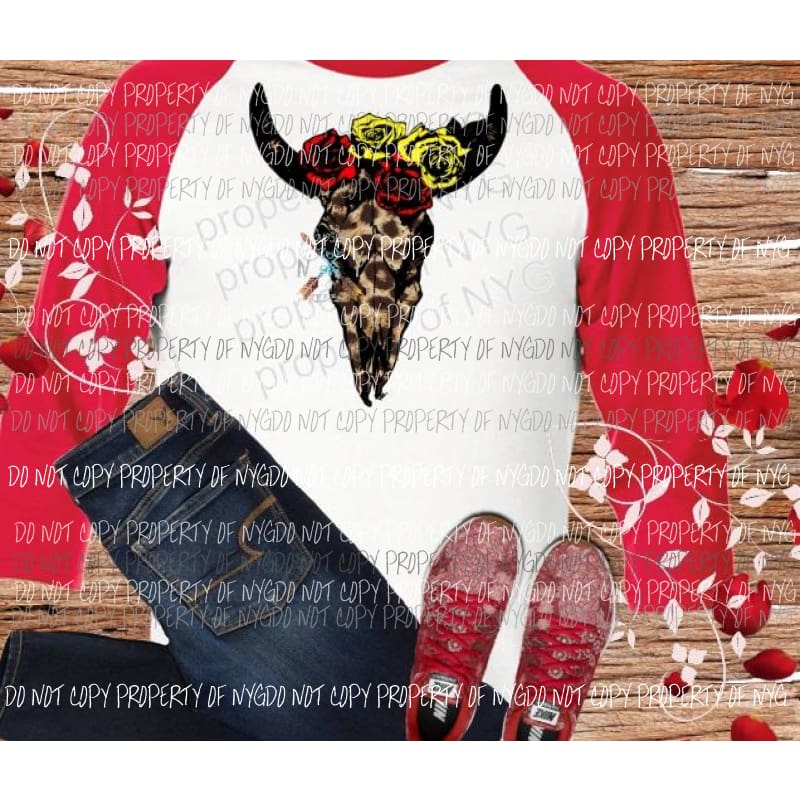 Leopard skull roses sublimation transfer Heat Transfer