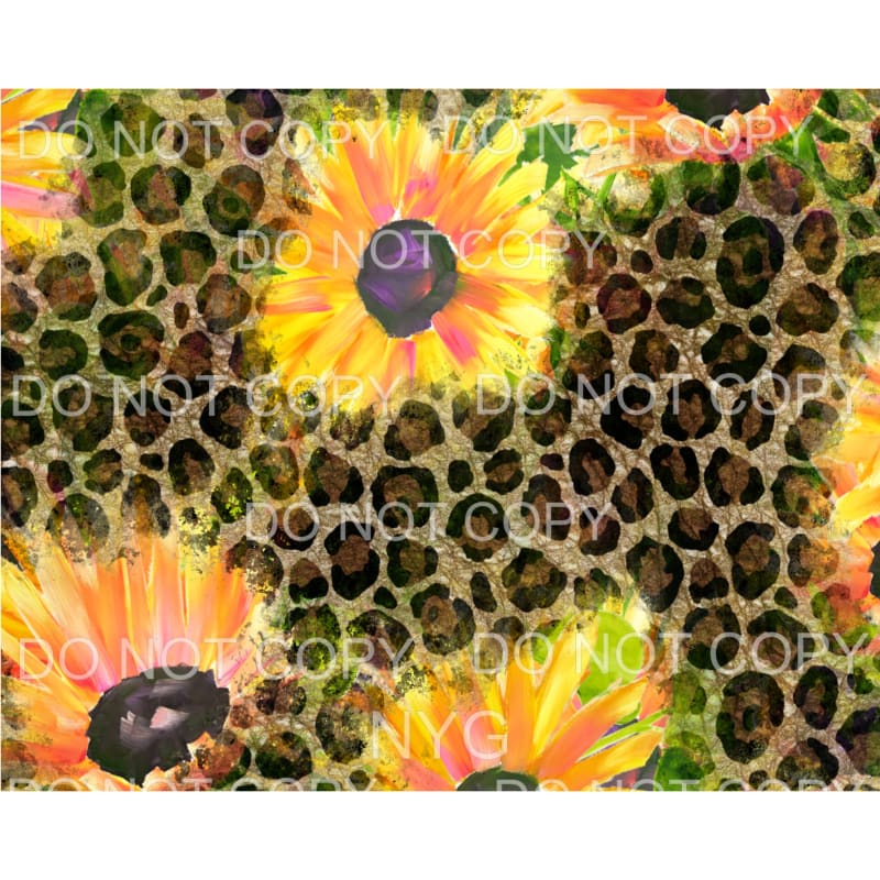 Leopard Sunflower Watercolor Sheet Sublimation transfers - 