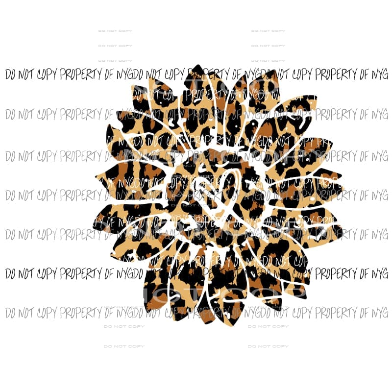 Leopard Sunflower with heart Sublimation transfers Heat Transfer