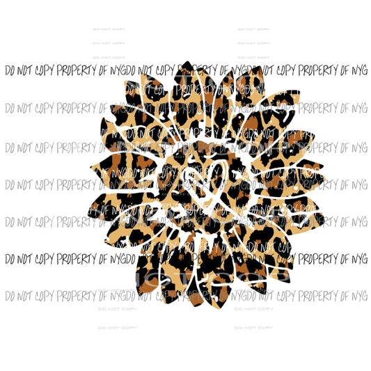 Leopard Sunflower with heart Sublimation transfers Heat Transfer