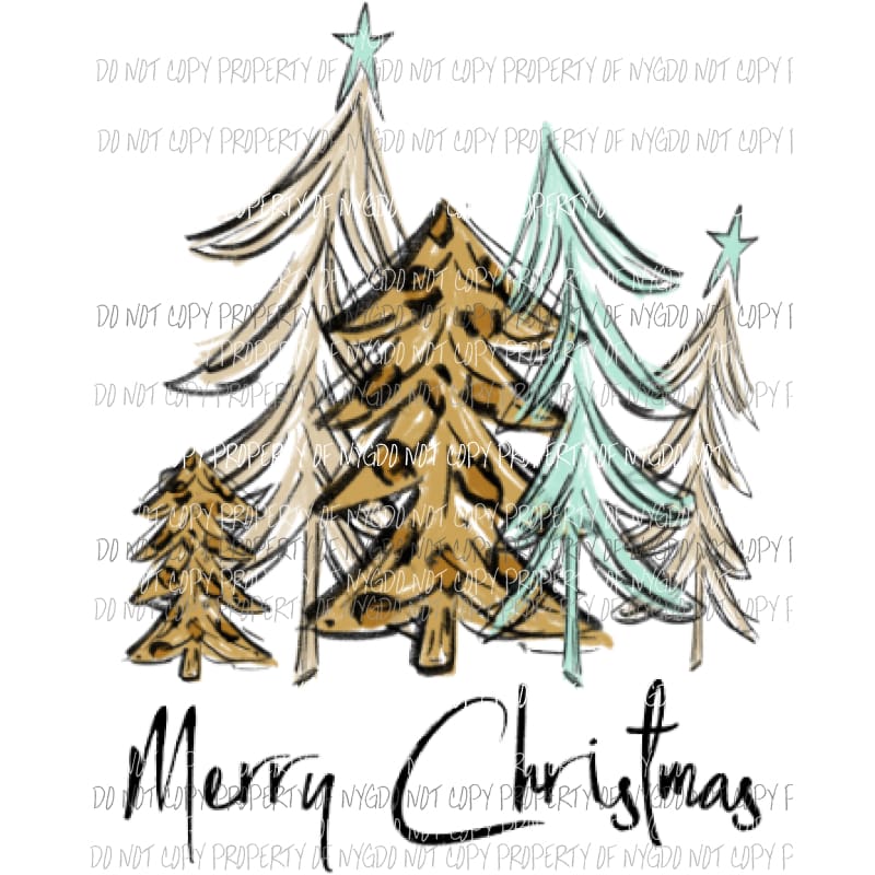 Leopard tree merry christmas #2 Christmas Sublimation transfers Heat Transfer