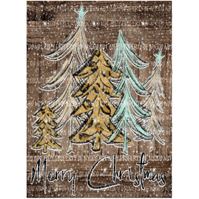 Leopard tree merry Christmas with snow #3 Christmas Sublimation transfers Heat Transfer